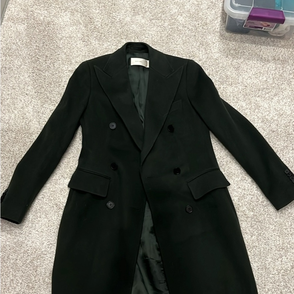 Elegant dark green Women's wool Coat suistudio